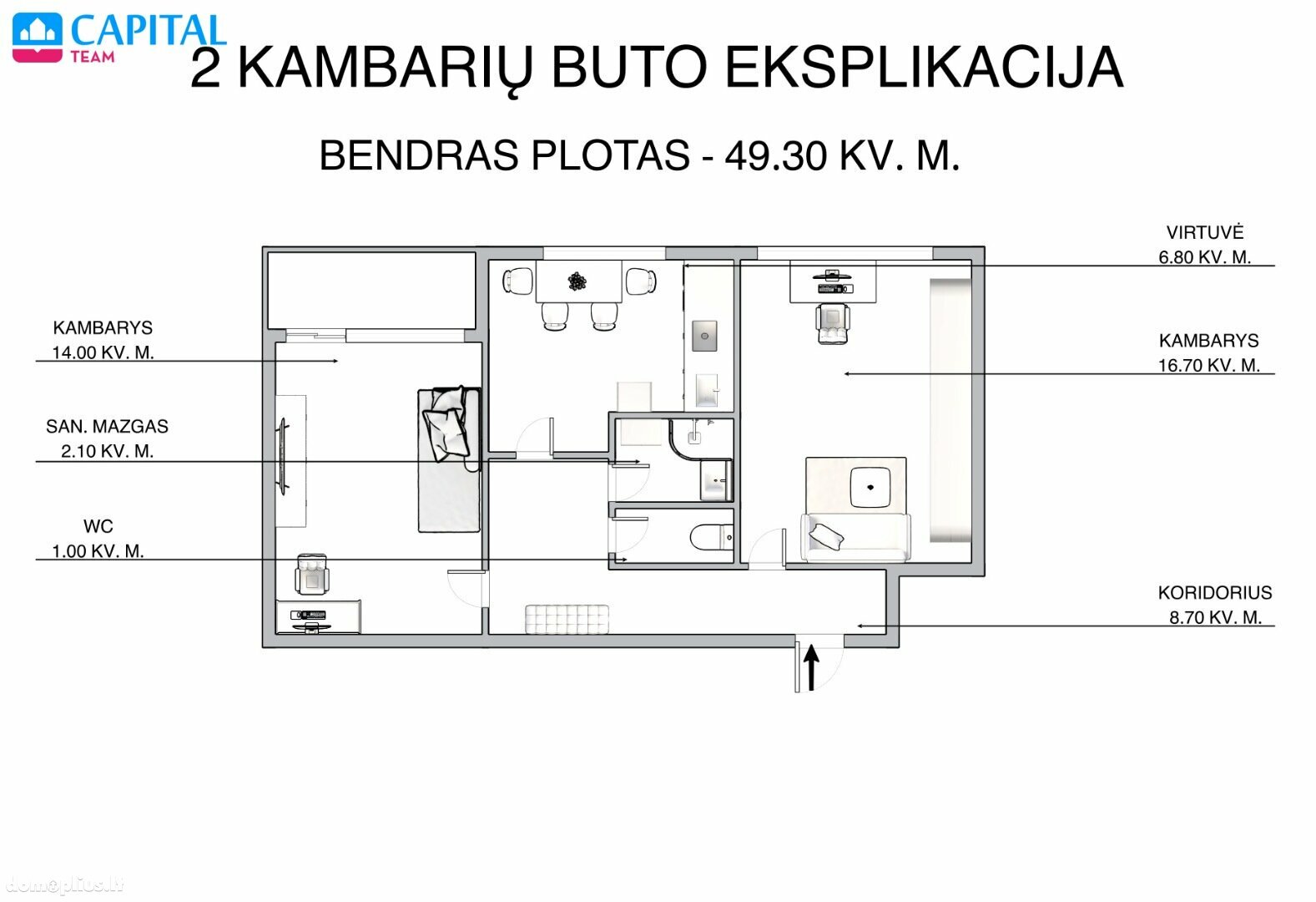 Parduodamas 2 kambarių butas Vilniuje, Karoliniškėse, Virginijaus Druskio g.