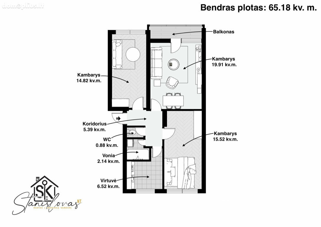Parduodamas 3 kambarių butas Šilutės rajono sav., Šilutėje, Gluosnių g.