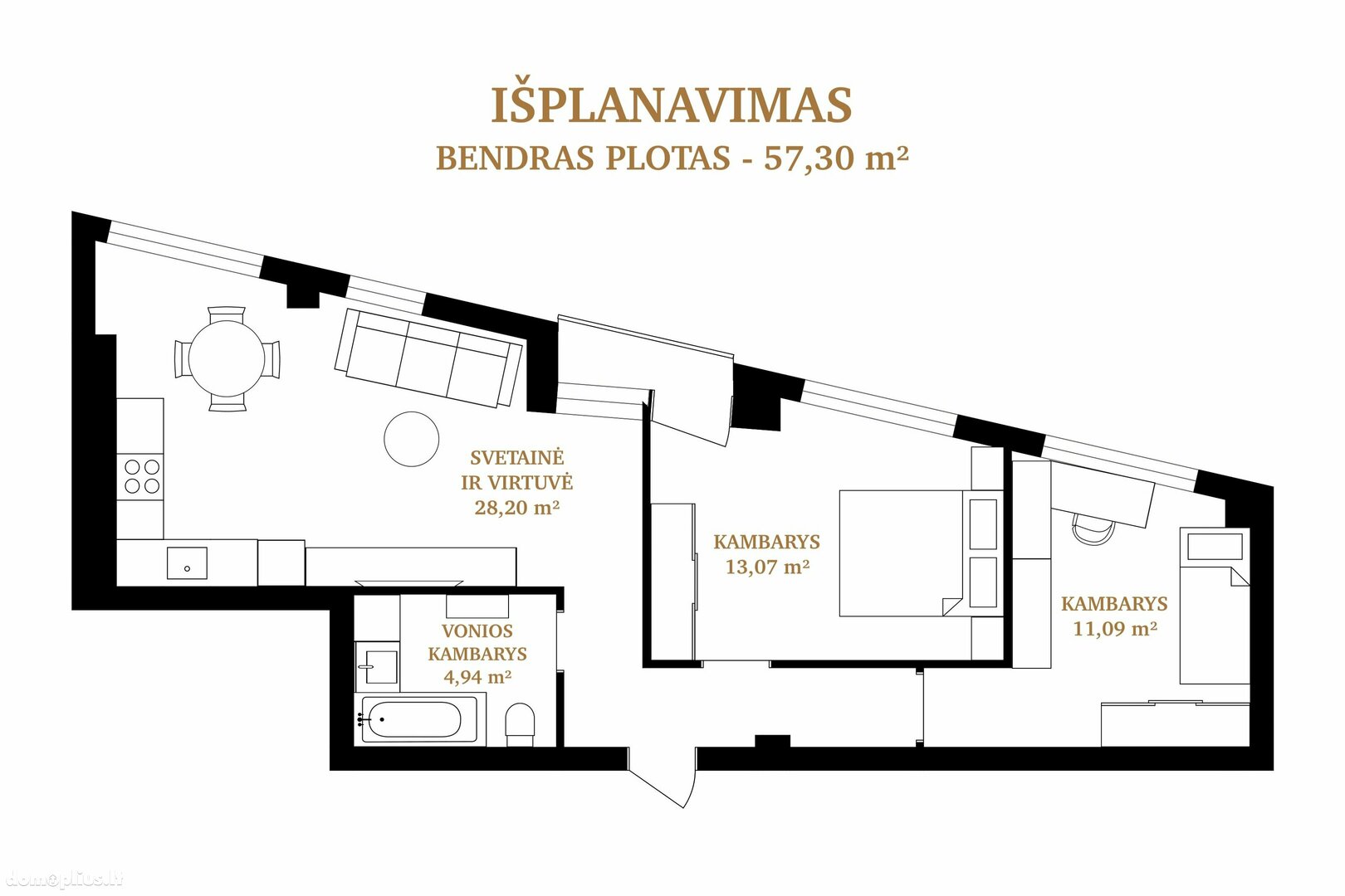 Parduodamas 3 kambarių butas Vilniuje, Šnipiškėse, Lvovo g.