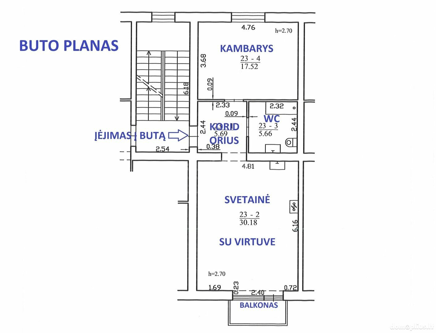 2 rooms apartment for sell Klaipėdoje, Centre