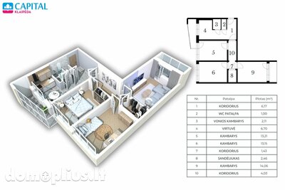 3 rooms apartment for sell Klaipėdoje, Žardininkuose, Žardininkų g.