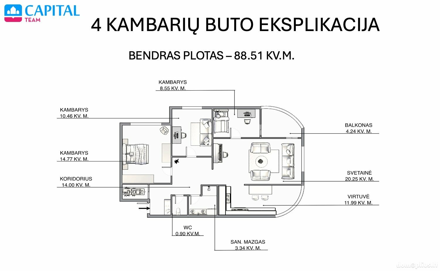 Parduodamas 4 kambarių butas Vilniuje, Fabijoniškėse, Fabijoniškių g.