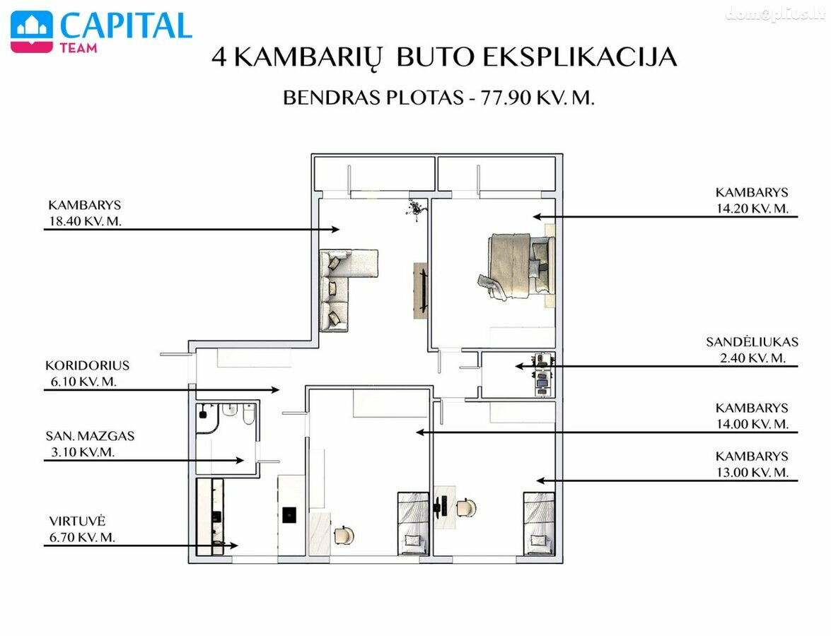 Parduodamas 4 kambarių butas Vilniuje, Karoliniškėse, Laisvės pr.