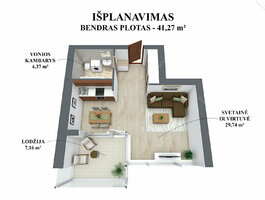 1 room apartment for sell Vilniuje, Pilaitėje, M. Mažvydo g.