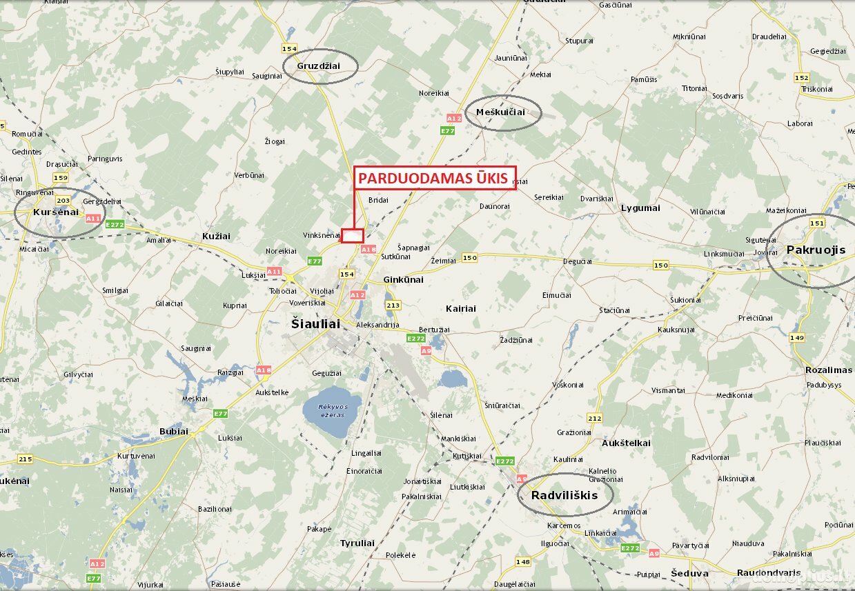 Parduodamos Sandėliavimo / Prekybos ir paslaugų / Gamybos ir sandėliavimo patalpos Šiaulių rajono sav., Vinkšnėnuose, Vinkšnėnų g.