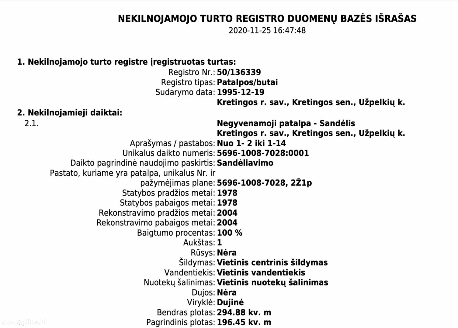 Parduodamos  patalpos Palangoje, Darbėnų kel.