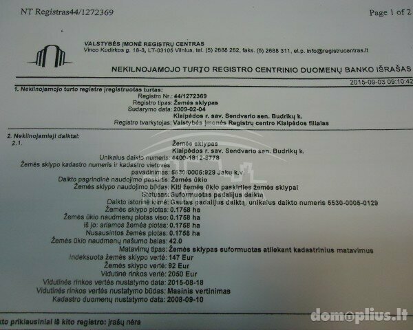 Land for sale Klaipėdos rajono sav., Budrikuose