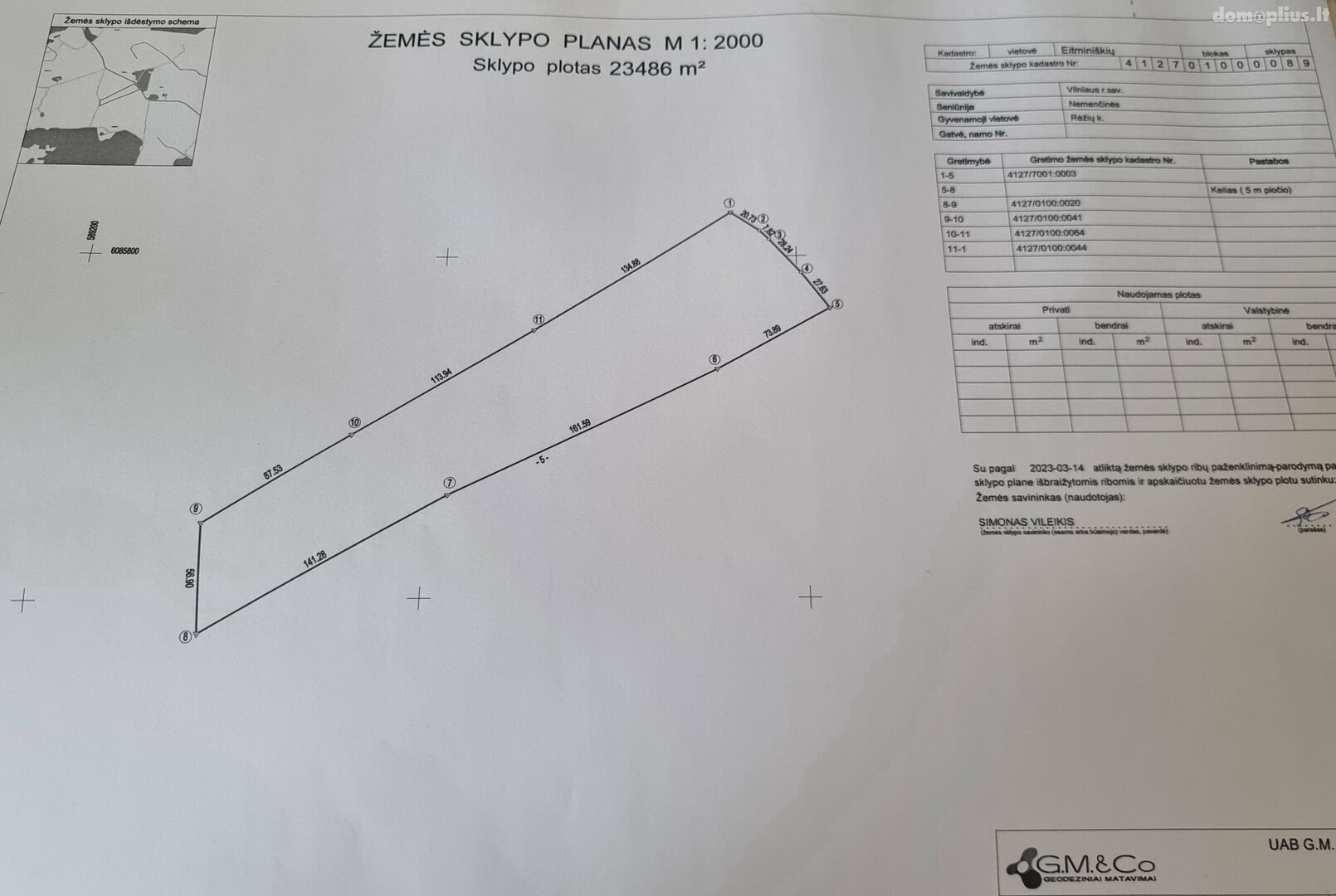 Parduodamas sklypas Vilniaus rajono sav., Rėžiuose