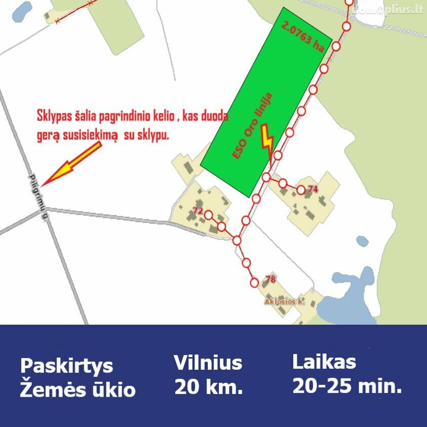 Land for sale Vilniaus rajono sav., Aklojoje