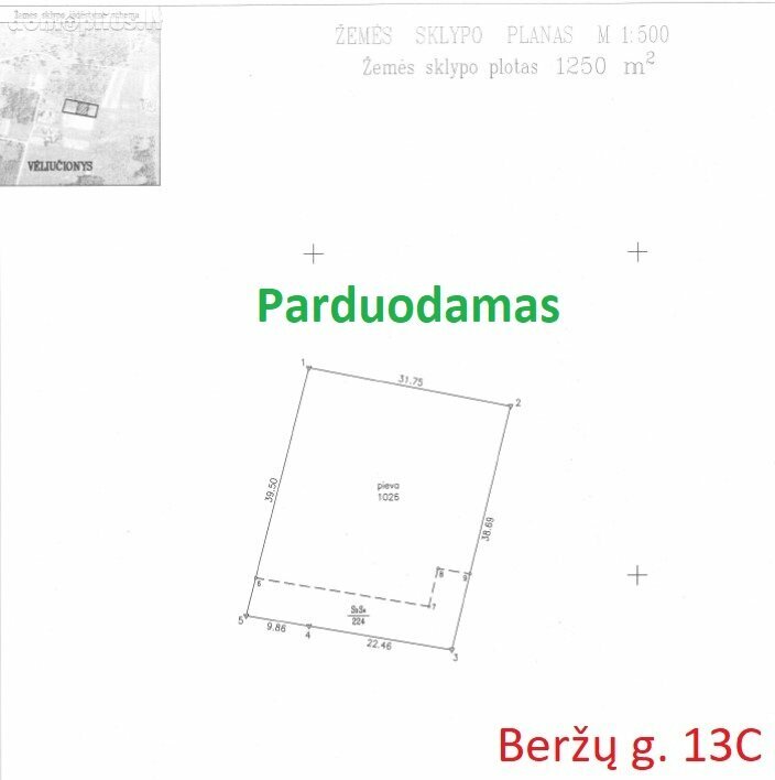 Land for sale Vilniaus rajono sav., Vėliučionyse, Beržų g.