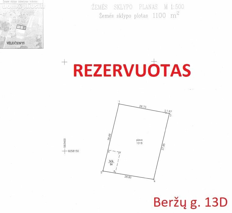 Land for sale Vilniaus rajono sav., Vėliučionyse, Beržų g.