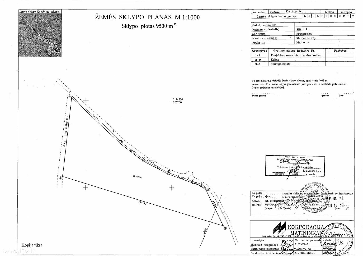 Land for sale Klaipėdos rajono sav., Šlikiuose