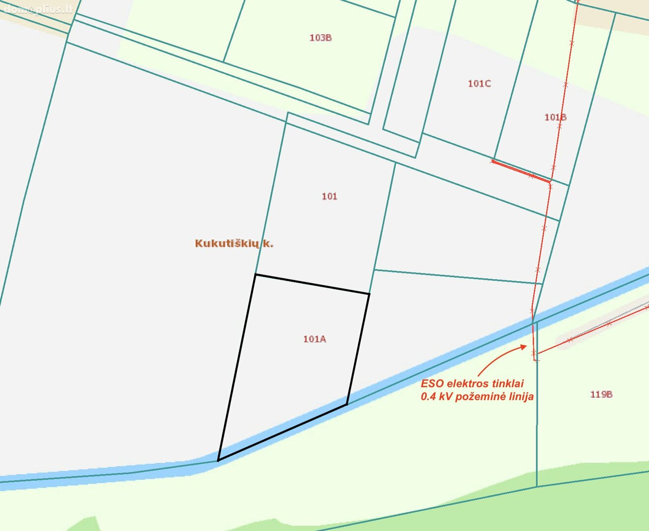 Parduodamas sklypas Vilniaus rajono sav., Kukutiškėse, Vilniaus g.