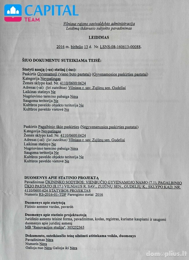 Parduodamas sklypas Vilniuje, Lazdynėliuose, Upės g.