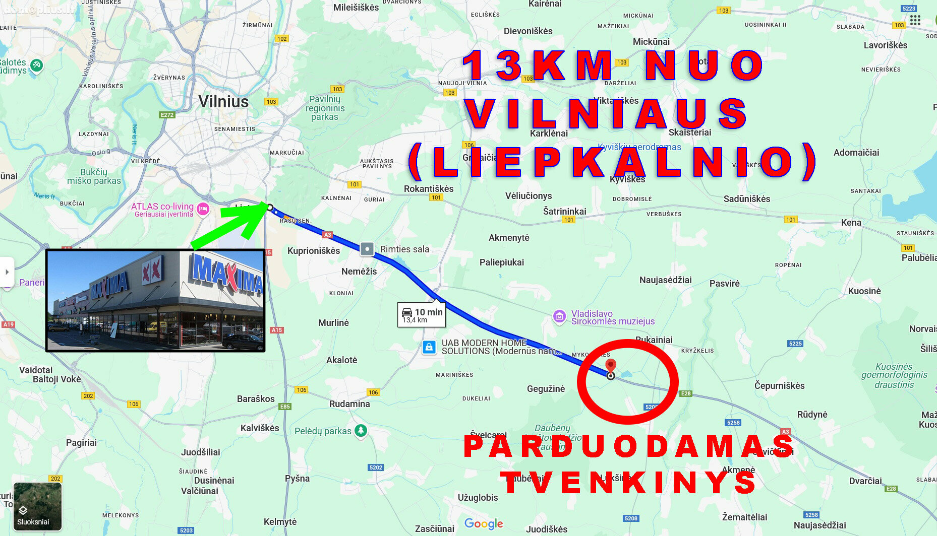 Parduodamas sklypas Vilniaus rajono sav., Rukainiuose, Pašto g.