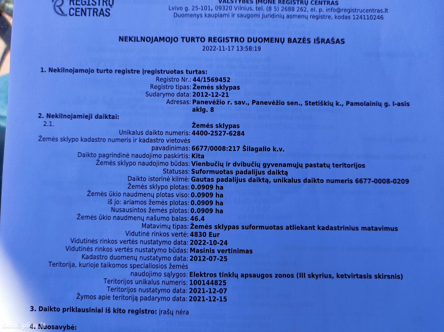 Участок Panevėžio rajono sav., Lepšiuose, Pamolainių g.
