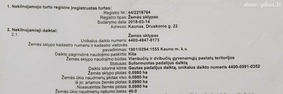Parduodamas sklypas Kaune, Vaišvydavoje, Druskonio g.