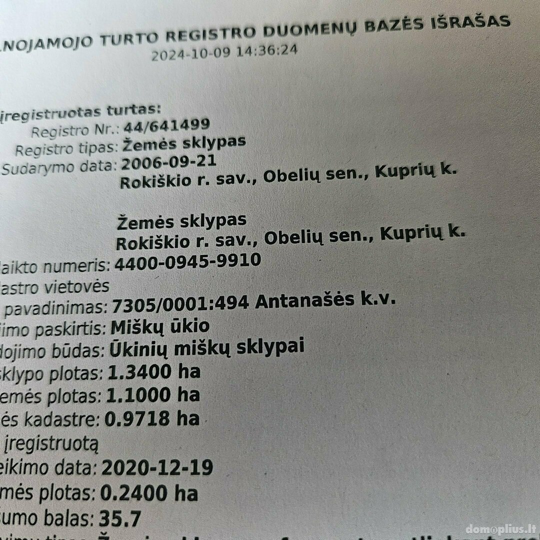 Parduodamas sklypas Rokiškio rajono sav., Kupriuose