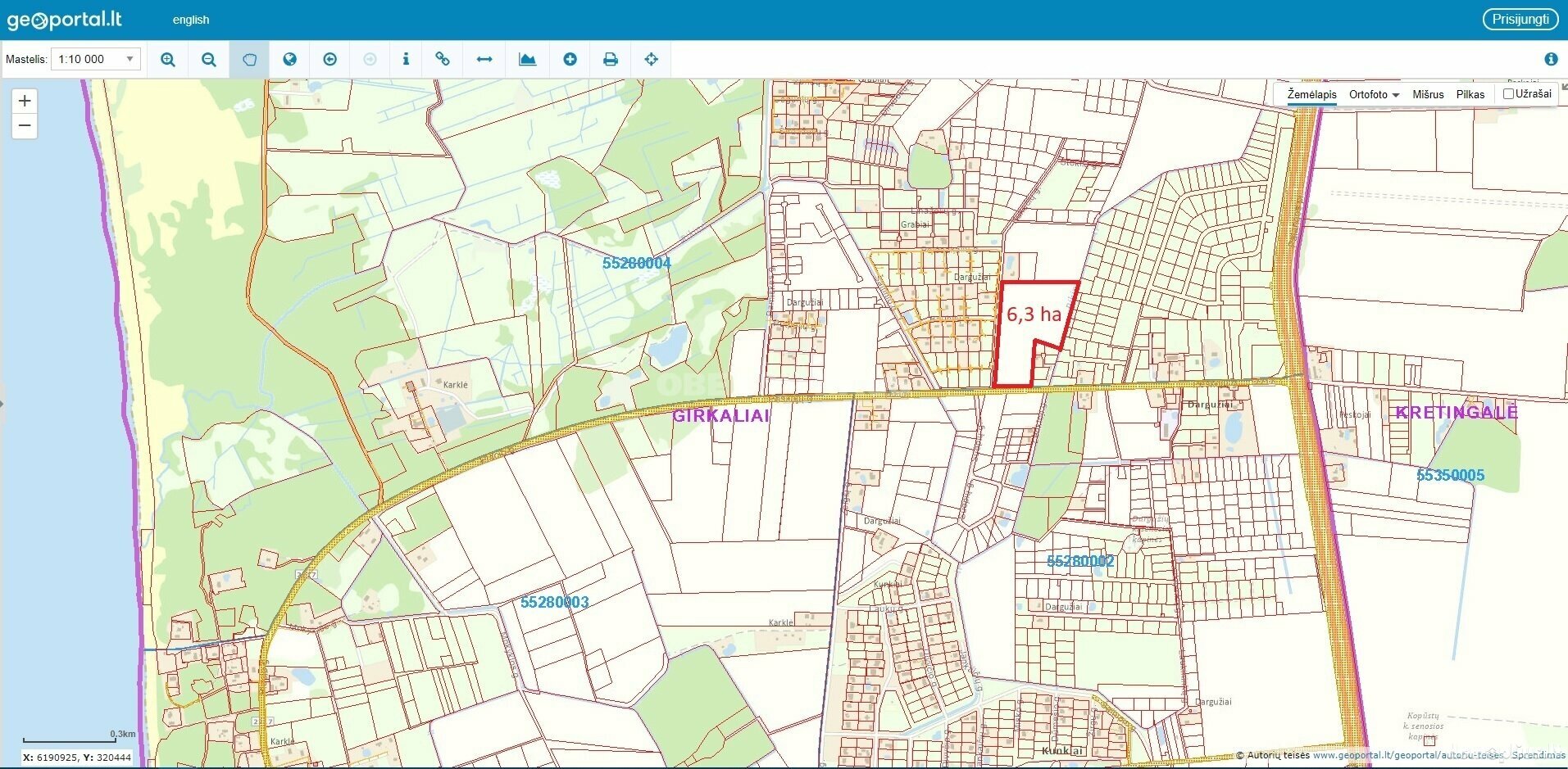 Участок Klaipėdos rajono sav., Dargužiuose, Peskojų g.