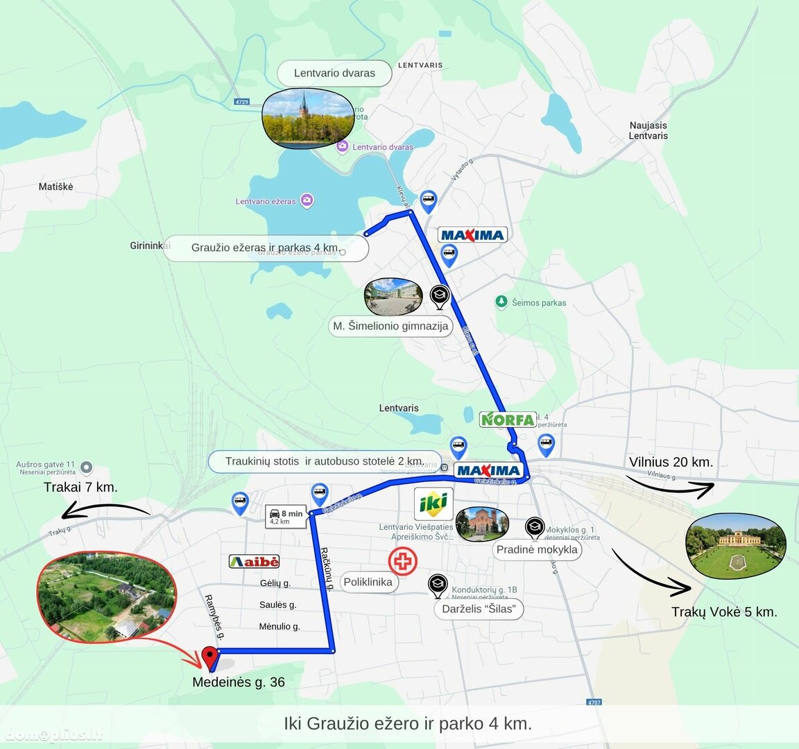 Parduodamas sklypas Trakų rajono sav., Lentvaryje, Medeinės g.
