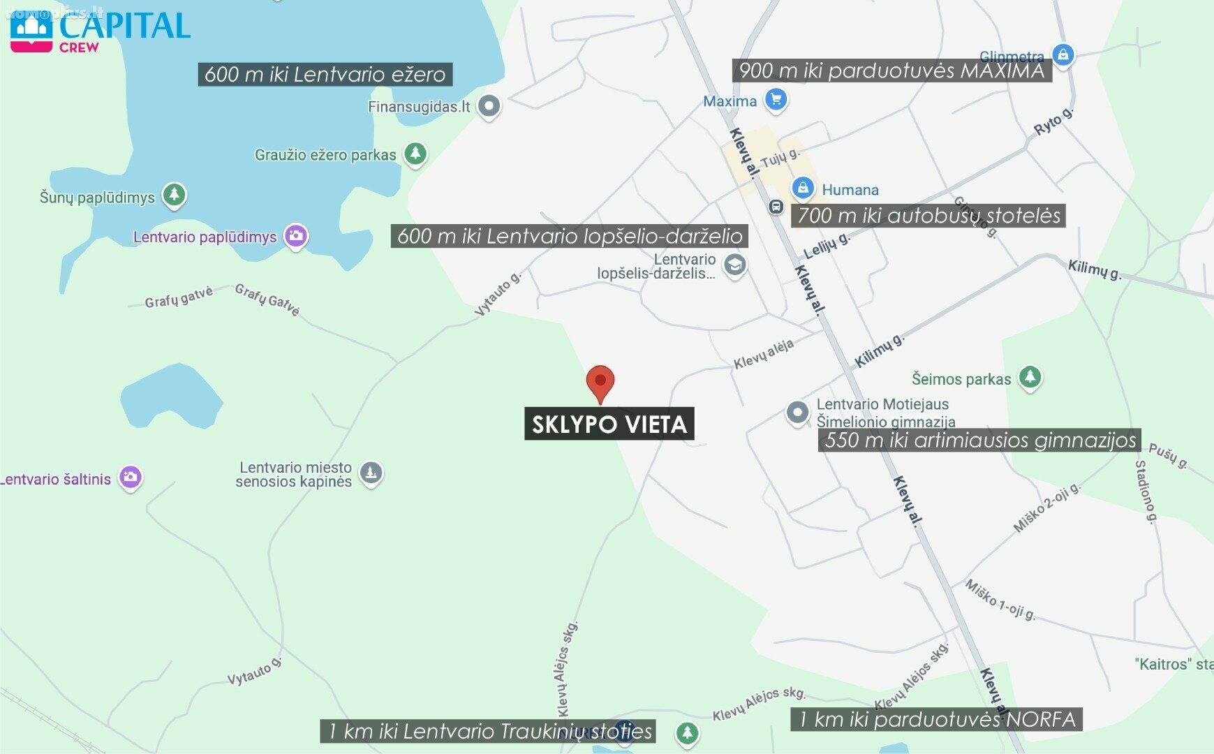 Parduodamas sklypas Trakų rajono sav., Lentvaryje