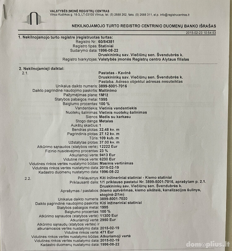 Parduodamas gyvenamasis namas Druskininkų sav., Švendubrėje, Švendubrės g.
