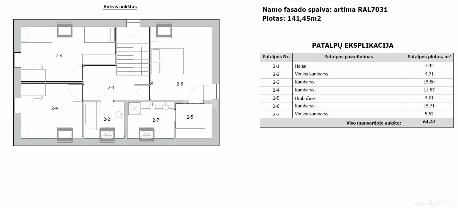 Parduodamas gyvenamasis namas Klaipėdos rajono sav., Grabiuose